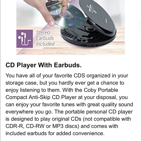 Coby Portable Compact CD Player - Brand new with original packaging!💜 - Picture 6 of 14